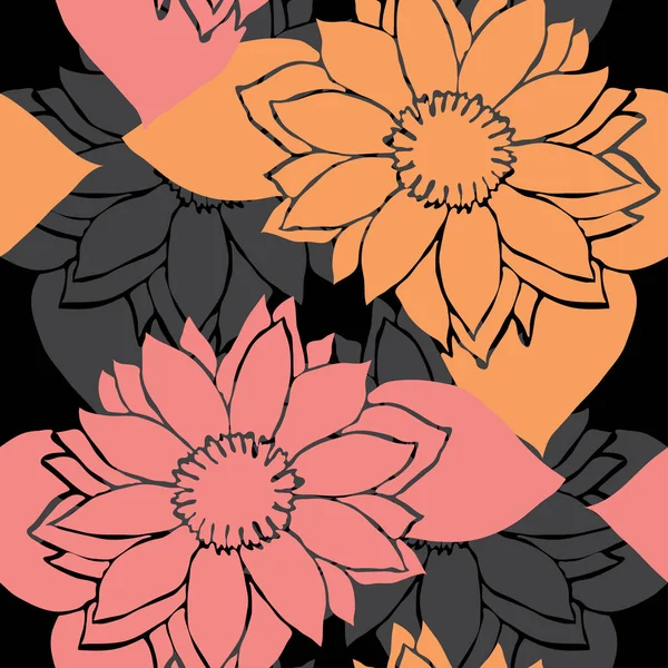 Κομψό Μοτίβο Χωρίς Ραφή Ηλιοτρόπια Σχεδιαστικά Στοιχεία Floral Μοτίβο Για — Διανυσματικό Αρχείο