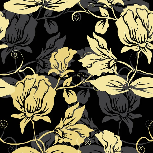 Elegante Patrón Sin Costuras Con Flores Guisantes Dulces Elementos Diseño — Archivo Imágenes Vectoriales