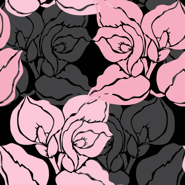 Élégant Motif Sans Couture Avec Des Fleurs Calla Des Éléments — Image vectorielle