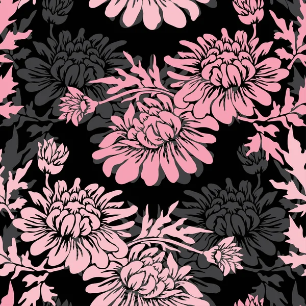 Élégant Motif Sans Couture Avec Des Fleurs Chrysanthème Des Éléments — Image vectorielle