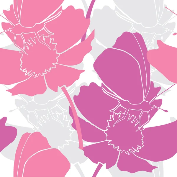 精致无缝的花纹与蝴蝶和花朵 设计元素 印刷品 礼品包装 纺织品 壁纸的花纹 — 图库矢量图片