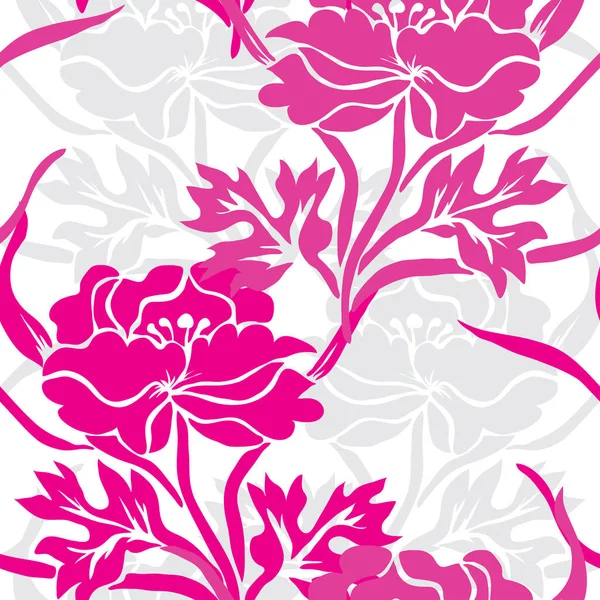 Élégant Motif Sans Couture Avec Des Fleurs Pivoine Des Éléments — Image vectorielle