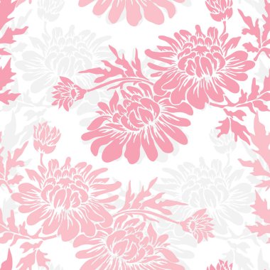 Kasımpatı çiçekleri ve tasarım elementleriyle zarif, pürüzsüz bir desen. Davetiyeler, kartlar, baskı, hediye paketi, imalat, tekstil, kumaş, duvar kağıtları için çiçek deseni