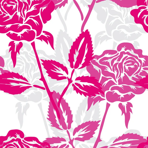 Elegante Patrón Sin Costuras Con Flores Rosas Elementos Diseño Patrón — Archivo Imágenes Vectoriales