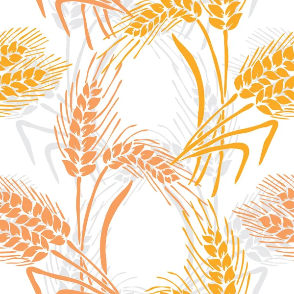 Elegant Seamless Pattern Wheat Plants Design Elements Floral Pattern Invitations — Stock Vector