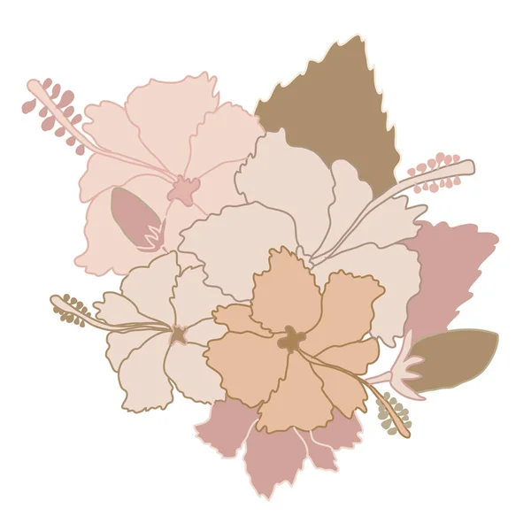 Decoratieve Pastel Abstracte Hibiscus Bloemen Design Elementen Kan Gebruikt Worden — Stockvector