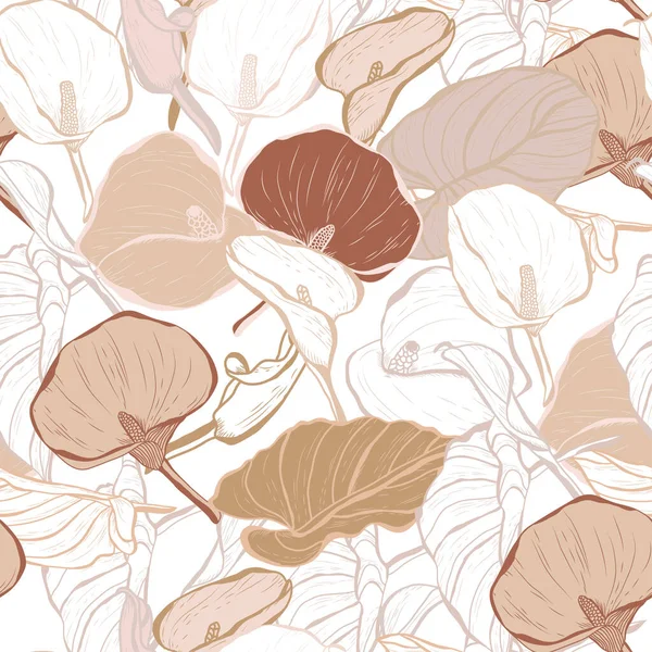 Κομψό Μοτίβο Χωρίς Ραφή Λουλούδια Calla Στοιχεία Σχεδιασμού Floral Μοτίβο — Διανυσματικό Αρχείο