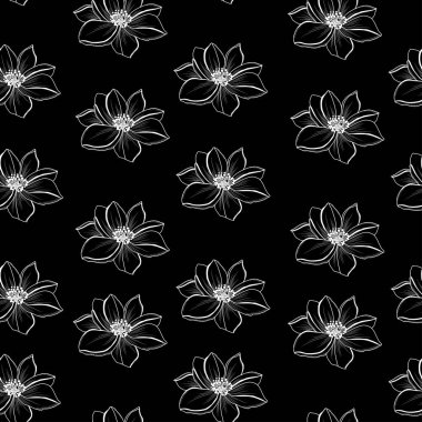 Şakayık çiçekleri ve tasarım elementleri olan zarif, pürüzsüz bir desen. Davetiyeler, kartlar, baskı, hediye paketi, imalat, tekstil, kumaş, duvar kağıtları için çiçek deseni