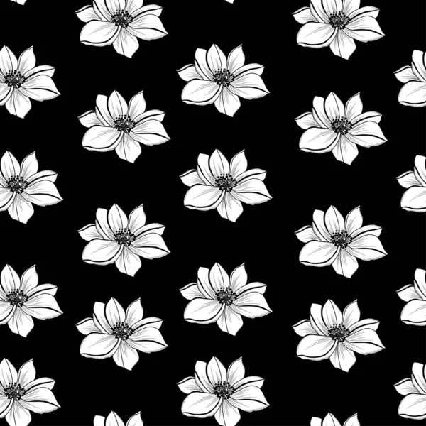 Elegante Patrón Sin Costuras Con Flores Anémonas Elementos Diseño Patrón — Archivo Imágenes Vectoriales