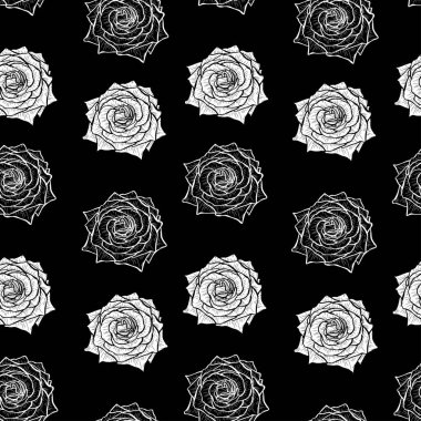 Gül çiçekleri ve tasarım elementleriyle zarif, pürüzsüz bir desen. Davetiyeler, kartlar, baskı, hediye paketi, imalat, tekstil, kumaş, duvar kağıtları için çiçek deseni