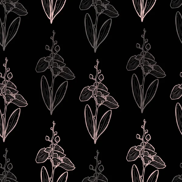 Elegante Naadloze Patroon Met Orchidee Bloemen Design Elementen Bloemen Patroon — Stockvector