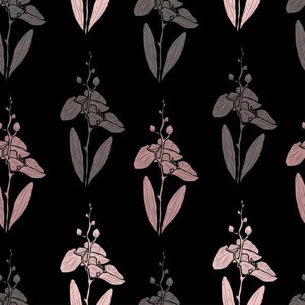 Κομψό Μοτίβο Χωρίς Ραφή Λουλούδια Ορχιδέας Σχεδιαστικά Στοιχεία Floral Μοτίβο — Διανυσματικό Αρχείο