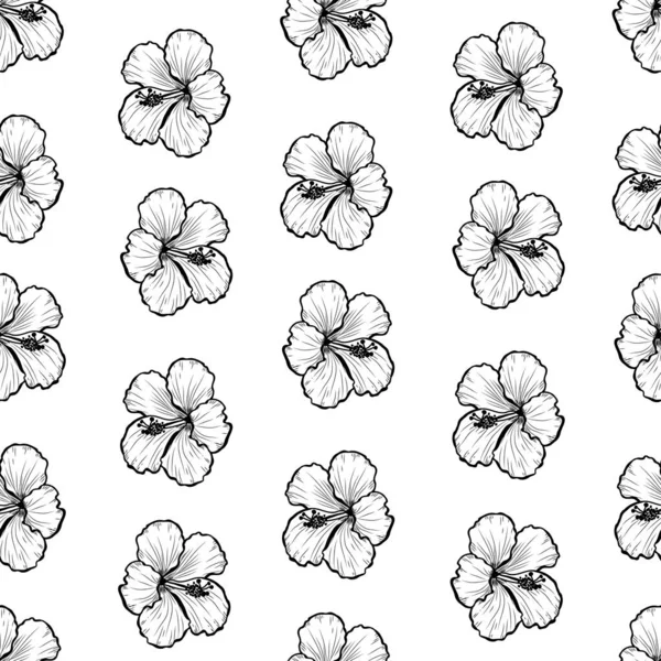 Elegante Naadloze Patroon Met Hibiscus Bloemen Design Elementen Bloemen Patroon — Stockvector