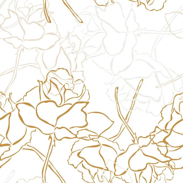 Κομψό Σχέδιο Χωρίς Ραφή Τριαντάφυλλο Λουλούδια Στοιχεία Σχεδιασμού Floral Μοτίβο — Διανυσματικό Αρχείο