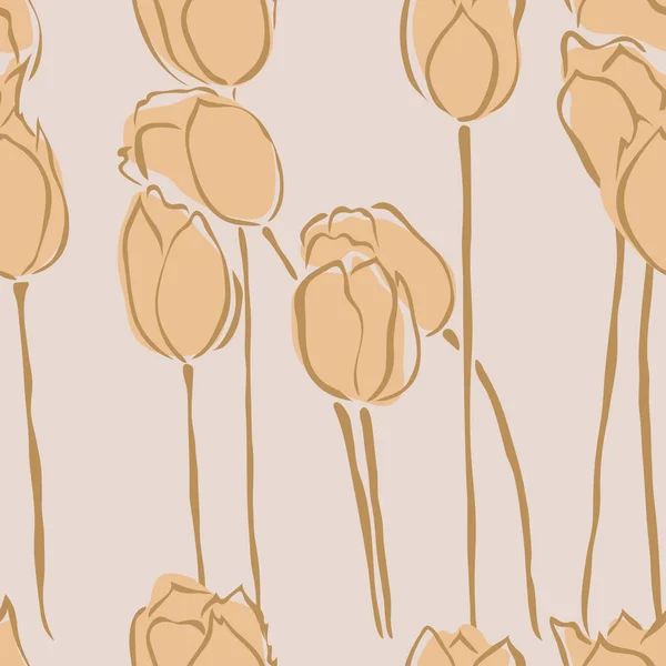 Κομψό Μοτίβο Χωρίς Ραφή Λουλούδια Τουλίπας Σχεδιαστικά Στοιχεία Floral Μοτίβο — Διανυσματικό Αρχείο