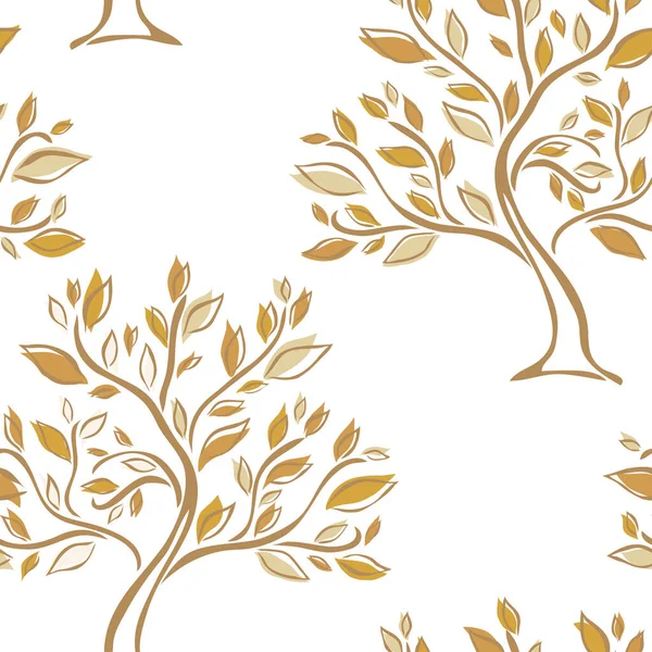Элегантный Бесшовный Узор Нарисованными Вручную Деревьями Элементами Дизайна Цветочный Узор — стоковый вектор