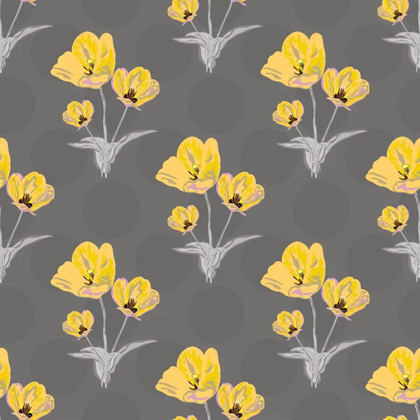 Padrão Sem Costura Elegante Com Flores Tulipa Elementos Design Padrão — Vetor de Stock