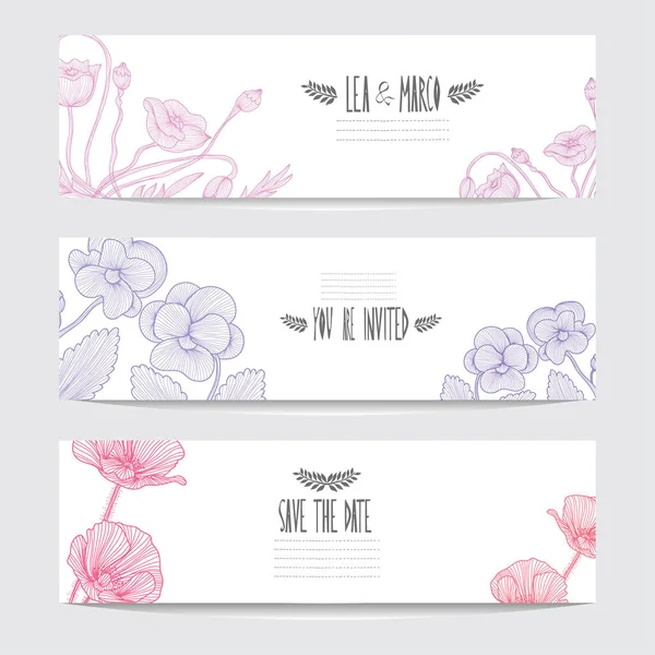 Κομψό Κάρτες Διακοσμητικά Λουλούδια Στοιχεία Σχεδίασης Μπορεί Χρησιμοποιηθεί Για Γάμου — Διανυσματικό Αρχείο