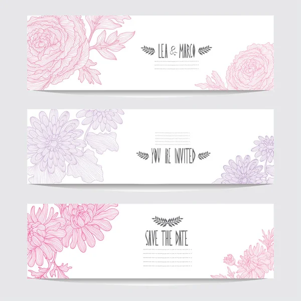 Cartes Élégantes Avec Des Fleurs Décoratives Des Éléments Design Peut — Image vectorielle