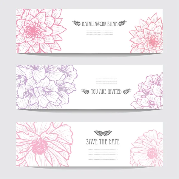 Tarjetas Elegantes Con Flores Decorativas Elementos Diseño Puede Utilizar Para — Vector de stock