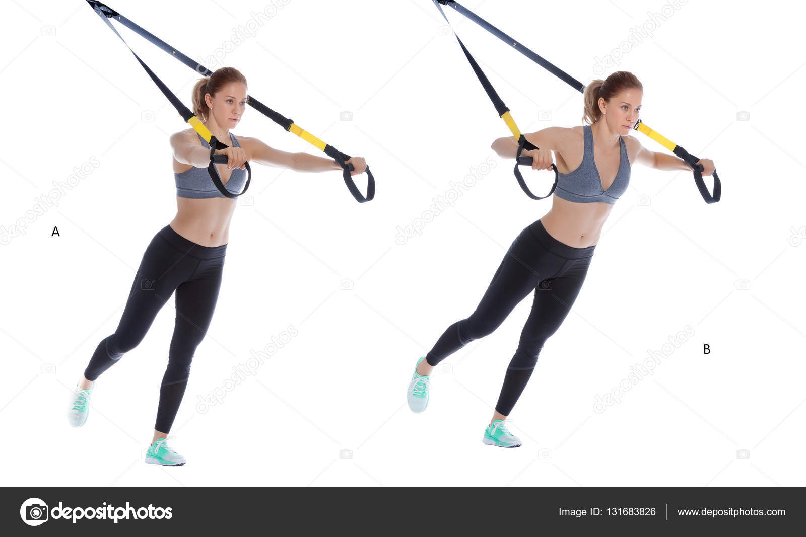 TRX chest press with single leg — Stock Photo © blanaru 131683826