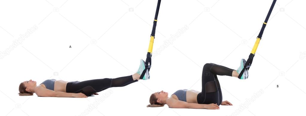 TRX hamstring curl with hips on ground