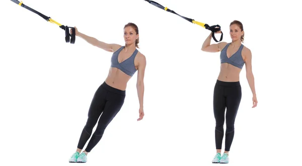 TRX biceps curl - jednoramenné — Stock fotografie