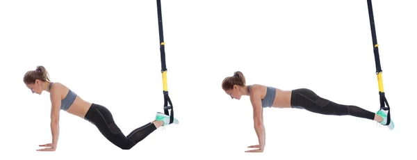 Trx plank, an den Händen — Stockfoto