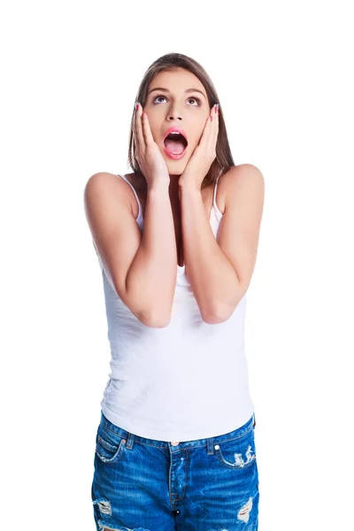 Excited surprised woman — Stock Photo, Image