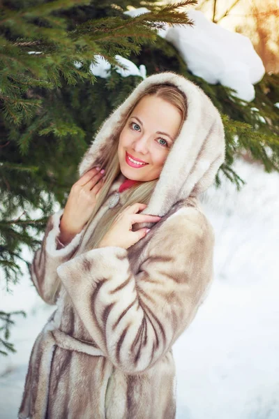 Mujer en el parque de invierno —  Fotos de Stock