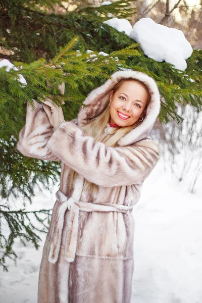 Mulher no parque de inverno — Fotografia de Stock