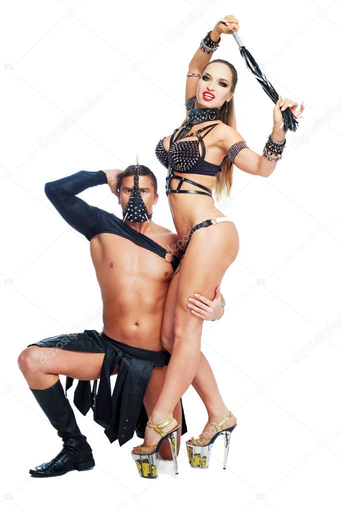 two dancers in leather
