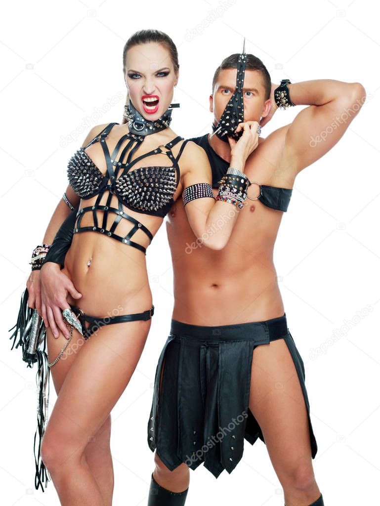 two dancers in leather