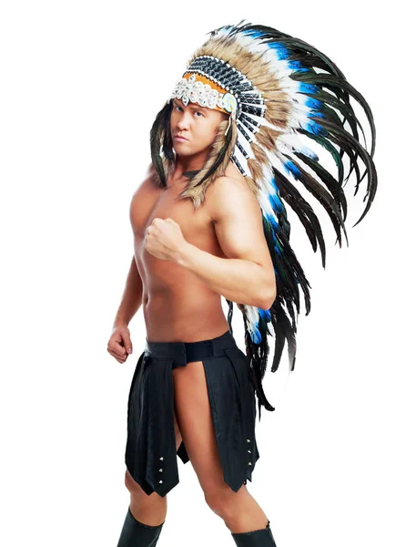 Dancer wearing a Native American costume — Stock Photo, Image