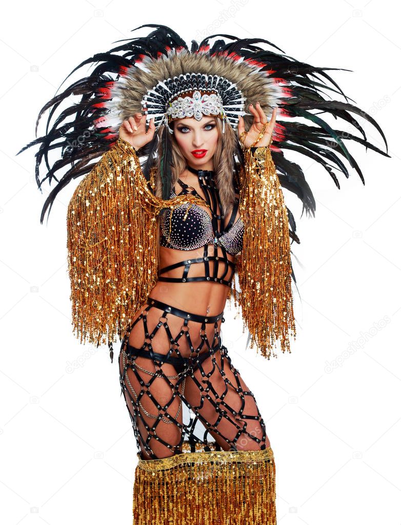  dancer wearing a Native American costume