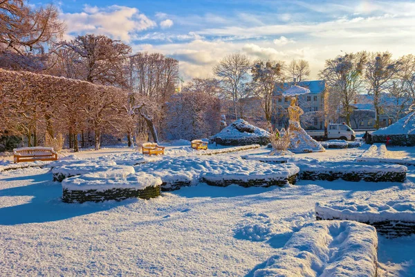 Parque de inverno em Oliwa — Fotografia de Stock