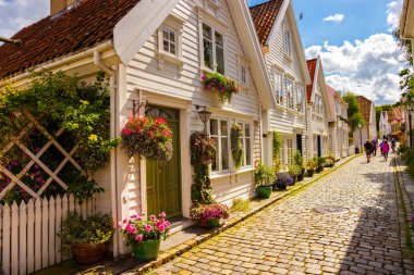 Traditional wooden houses in Stavanger clipart