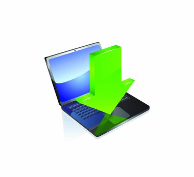 laptop ile download düğme. vektör