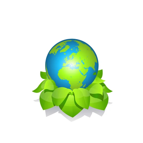 Green earth with leaves — Stock Vector