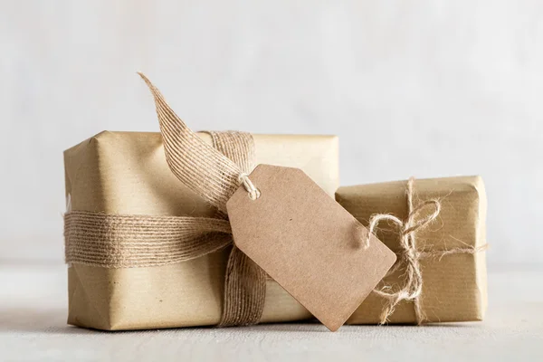 Present boxes with tag — Stockfoto