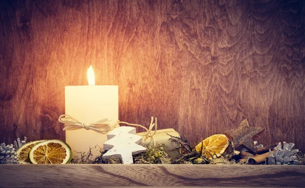 Chistmas decoration with candle — Stock fotografie