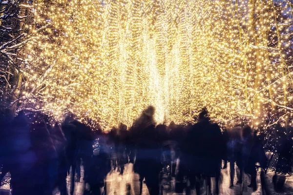 Personnes marchant dans le parc d'hiver — Photo