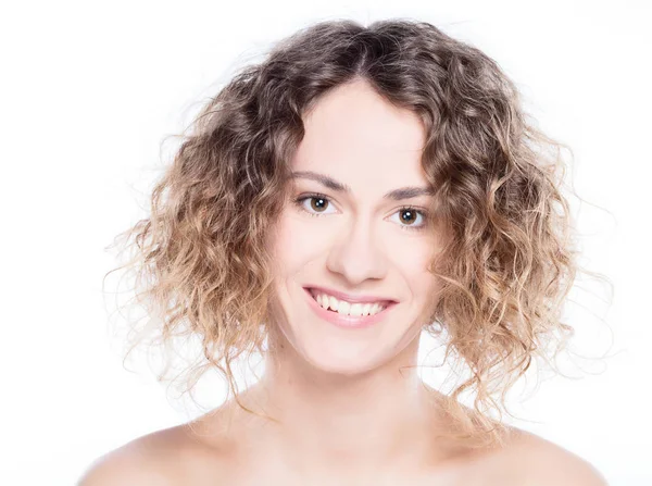 Young smiling woman with curly hair — Stock Photo, Image