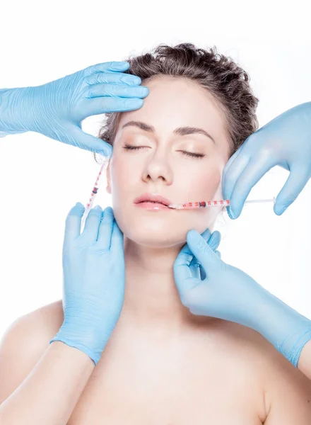 Vrouw met gezicht injecties — Stockfoto