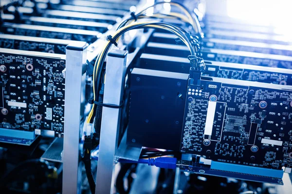 Bitcoin Mining Boerderij Cryptocurrency Bedrijfsapparaat Bitcoin Mijnwerkers — Stockfoto