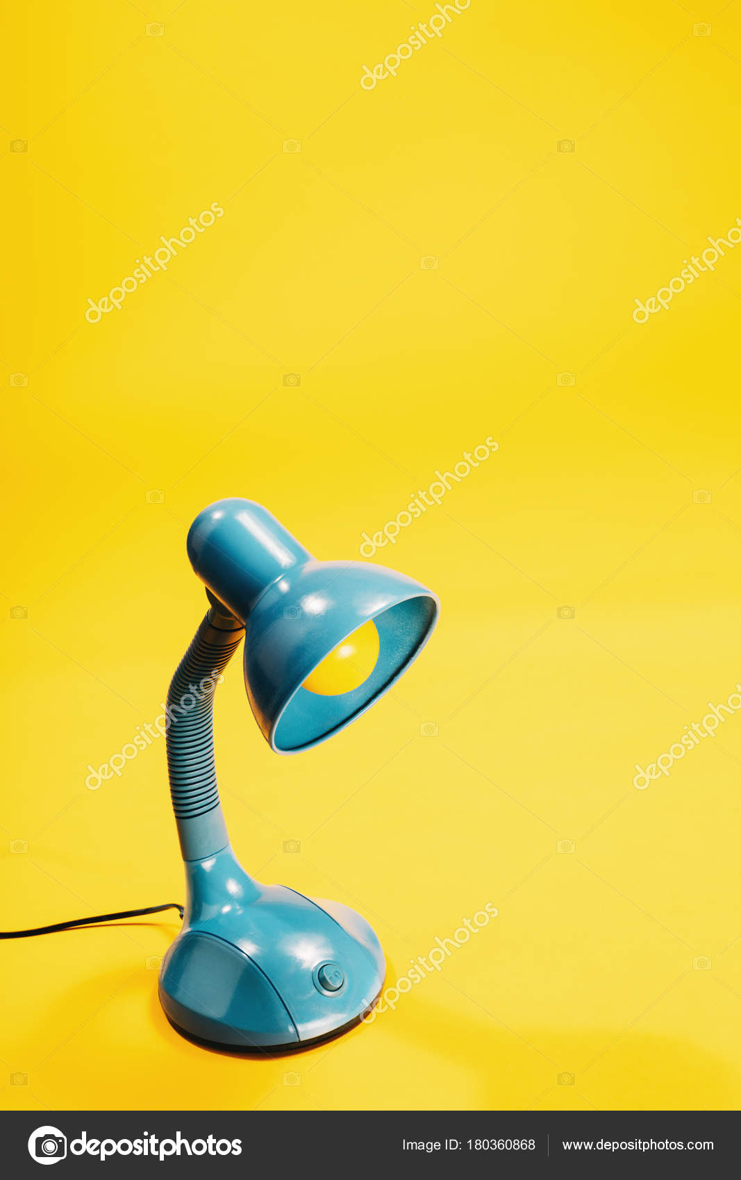 Sky Blue Desk Lamp Yellow Light Bulb Standing Bright Yellow