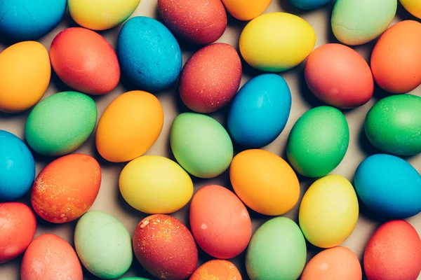 Meerdere Geverfde Eieren Tot Vloer Traditionele Vakantie Pasen — Stockfoto
