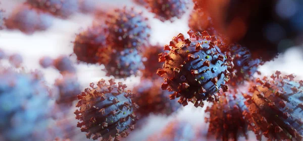 Células Del Coronavirus Vista Microscópica Virus Wuhan Casusing Pandemia Todo —  Fotos de Stock