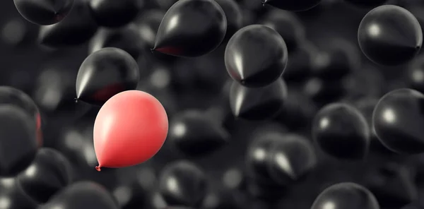 Svarta Ballonger Med Rosa Flygande Luften Gratulationskort Illustration — Stockfoto