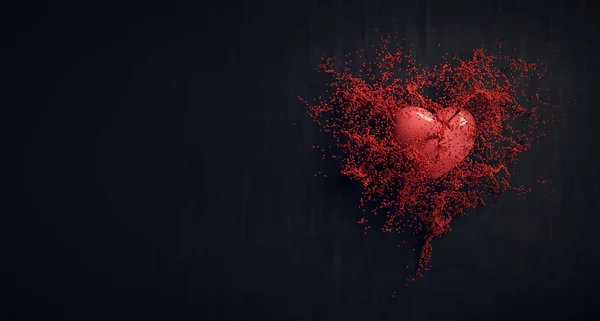 Heart Splash Black Wall Valentine Day Other Love Related Concepts — Stock Photo, Image